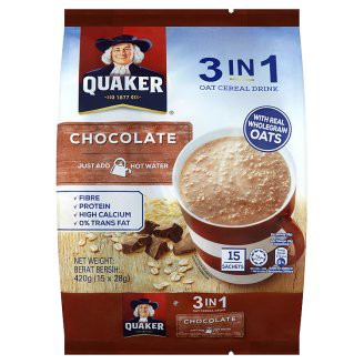 

QUAKER 3 IN 1 CEREAL CHOCOLATE 15X28GR