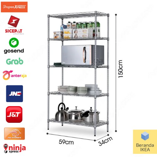 KRISBOW - RAK BESI SERBAGUNA 5 TINGKAT / RAK SUSUN / WIRE SHELVING ACE HARDWARE
