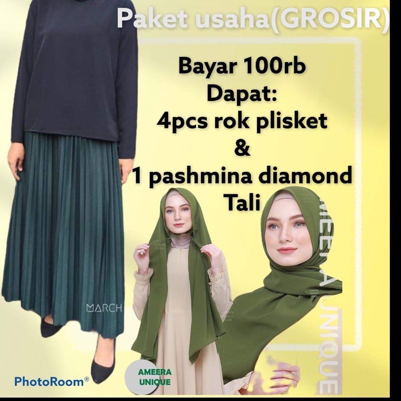 PAKET USAHA GROSIR III(100rb dpt 4rok&amp;1 pashmina)