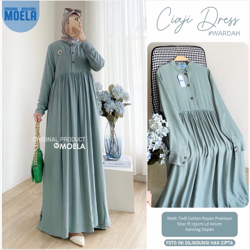 Gamis dress rayon polos Amora/Anse/Celin/Baisa/Biumi/Molin/Ciaji/Jihas/Flate/Tosti/Milly/Tisa/Siuti/Chesa/Fimel/Yapi/Lilci/Balo/Polse/Rensi/Silom/Neta/Rome by Moela berlabel-Ciaji wardah