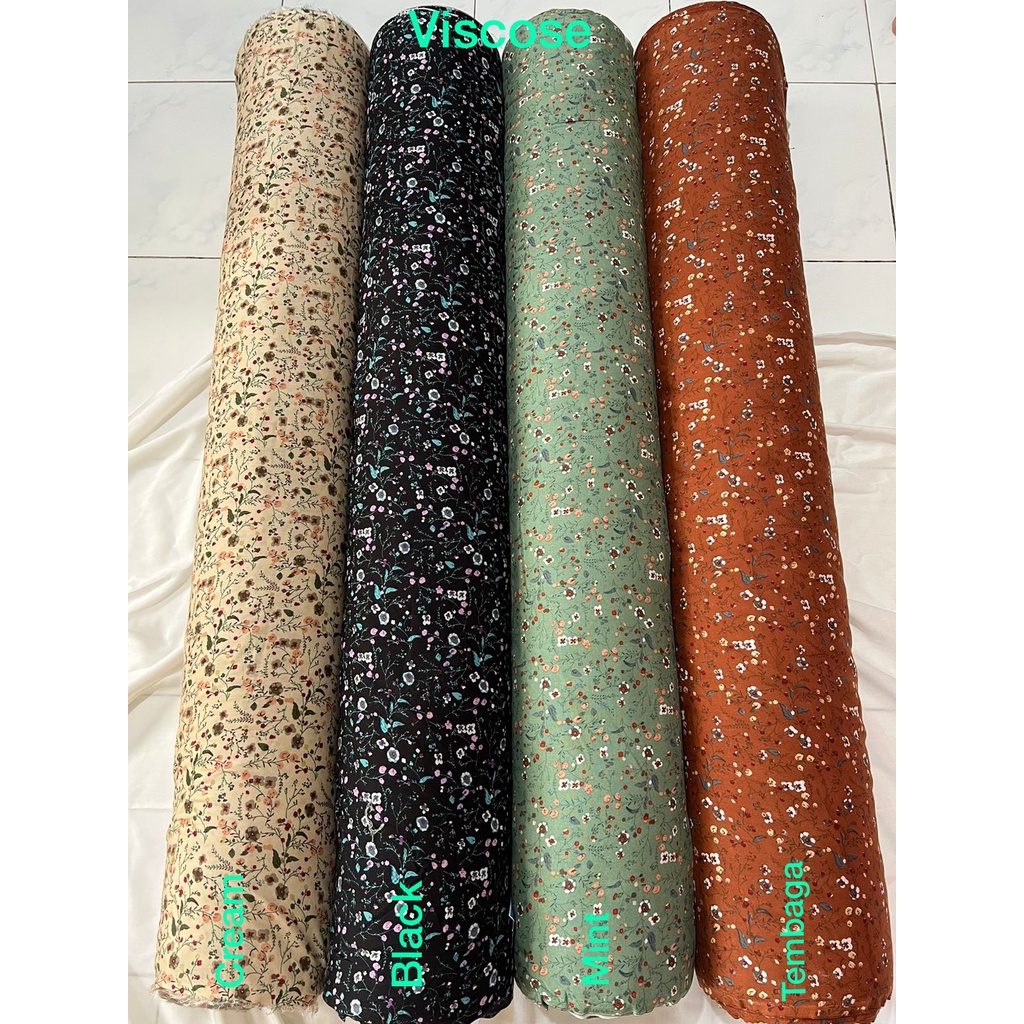 BISA COD // ECER KAIN METERAN // HARGA PER 0,5M // RAYON VISCOSE // MOTIF POLKADOT DAISY ZEBRA BUNGA
