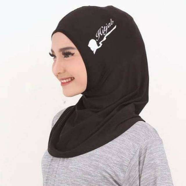 Hijab Sport .. Olahraga Gym,  Renang, Lari Pagi  Kerudung Instan Hitam