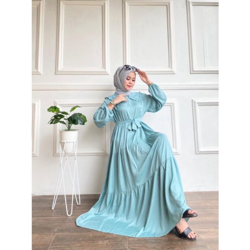GAMIS NOORA JUMBO RAYON SUPER POLOS REMPEL SUSUN wanita remaja polos