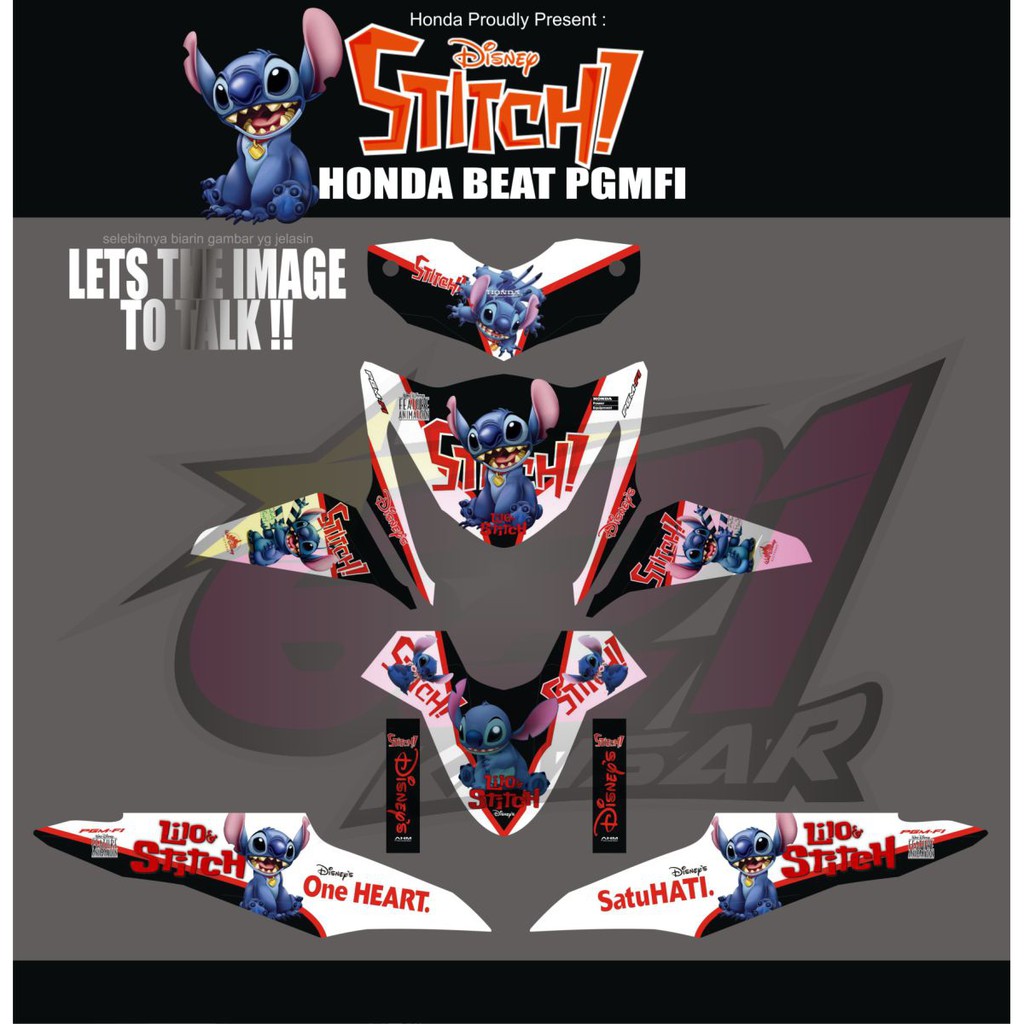  Stiker Motor Beat Angry Magenta Mary Rosh