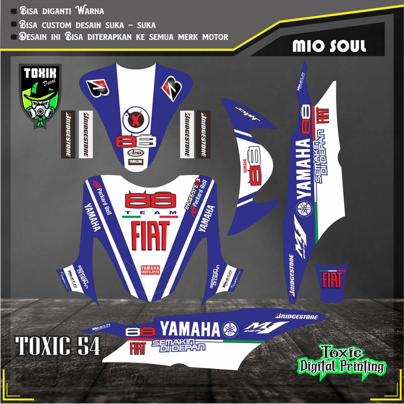 Sticker Decal YAMAHA MIO SPORTY FIAT PUTIH BIRU