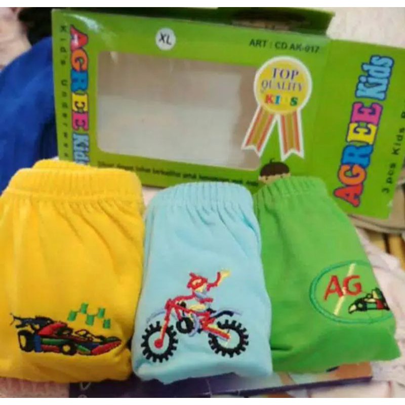 3pcs_cd AGREE KIDS AK 017 celana dalam anak bordir m.l.xl.xxl / CD anak cowo / CD agree ak 017