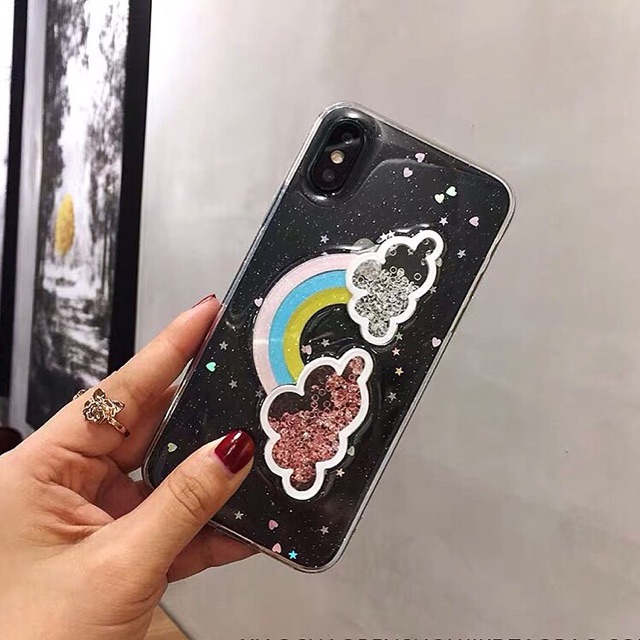 Rainbow Glitter Case iPhone Oppo Vivo Xiaomi Samsung Huawei Realme 3 pro Redmi note 5 6 7 Y71 Y17 F7