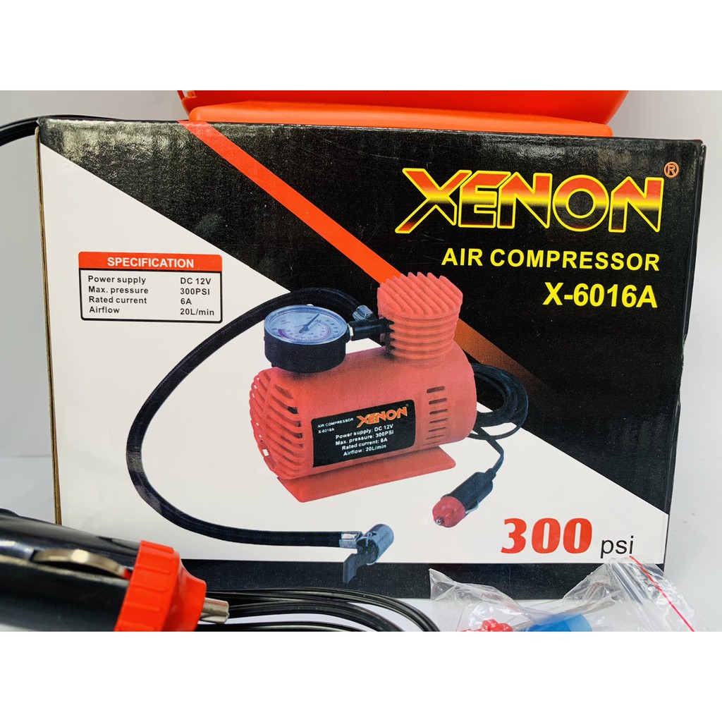 Pompa Ban XENON Kompresor Angin Mini Air Compressor Portable Mobil Motor Sepeda Bola Perahu Karet