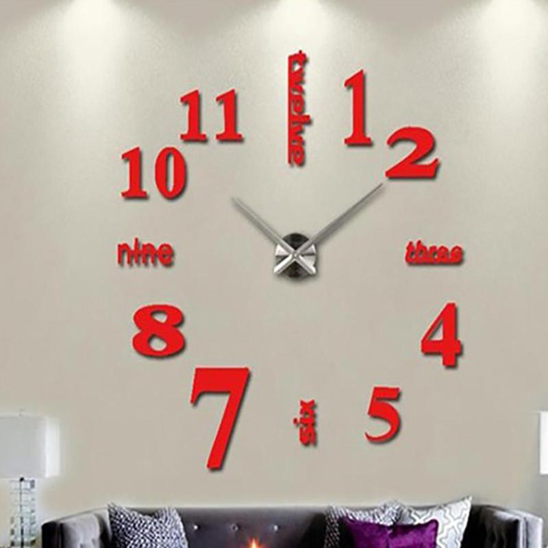 Jam Dinding Besar 130cm Minimalis Modern 3D rumah dan kantor DIY Dekorasi dinding raksasa dekorasi rumah DIY Giant Clock Quartz 80-130cm Warna Gold 3D Big Size Wall Clock Mirror Sticker Diy Living Room Decor Meetting Room Wall Clock Home Decor