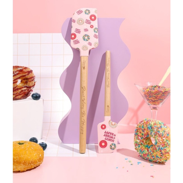 Stein Steincookware Donut Donat Spatula Sutil Baking isi 2Pcs/set Pink