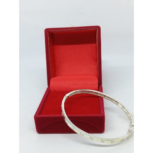GELANG PERAK ASLI SILVER 925 LAPIS EMAS/GELANG BANGLE CART*ER POLOS/GELANG ASLI SILVER 925/FASHION WANITA