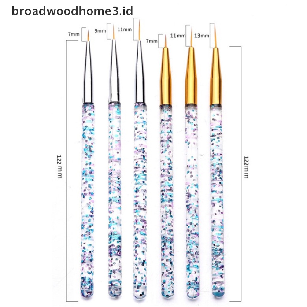 3pcs / Set Pen Brush Nail Art 3d Bahan Akrilik Ultra Tipis Untuk Manicure