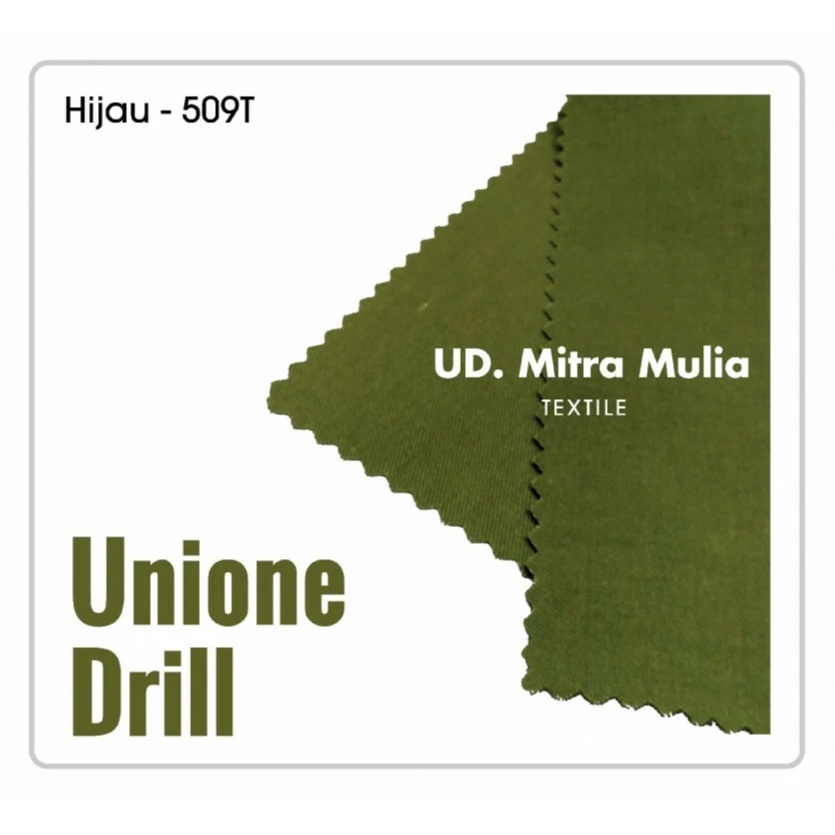 Kain Unione Drill Meteran Bahan Seragam Original, Kode 509T Warna Hijau LINMAS