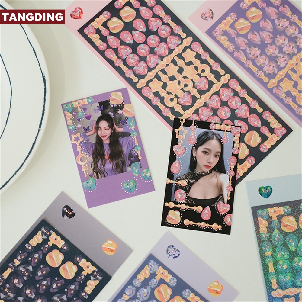 【COD Tangding】Korea Beaded Pendant Sparkling Sequin Laser Sticker DIY Star Chase Card Decoration Material Hand Account