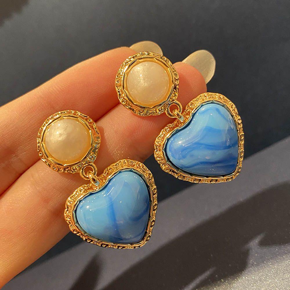 R-flower Stud Earrings Fashion Retro Cinta Liontin Anting Batu Bercahaya Untuk Wanita Earrings Jewelry