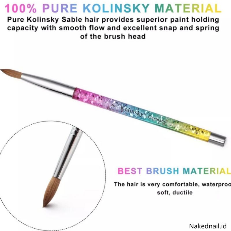 kuas kolinsky brush kolinsky acrylic brush original premium nail extension nail art nailart