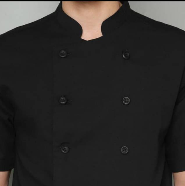 Baju Chef / Baju Koki kancing hitam