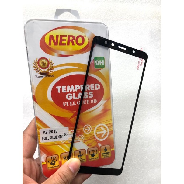 SAMSUNG A7 2018 TEMPERED GLASS NERO FULL COVER FULL GLUE