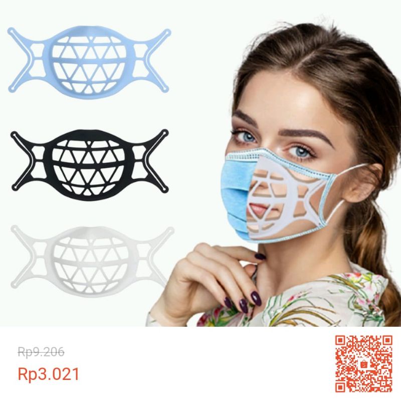 Penyangga masker silikon 3D (warna PUTIH, HITAM, BIRU)