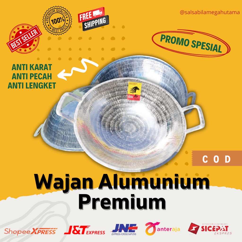 WJNALU81 - Penggorengan wajan katel kuali kenceng almunium alumunium jawa tebal anti lengket / katel