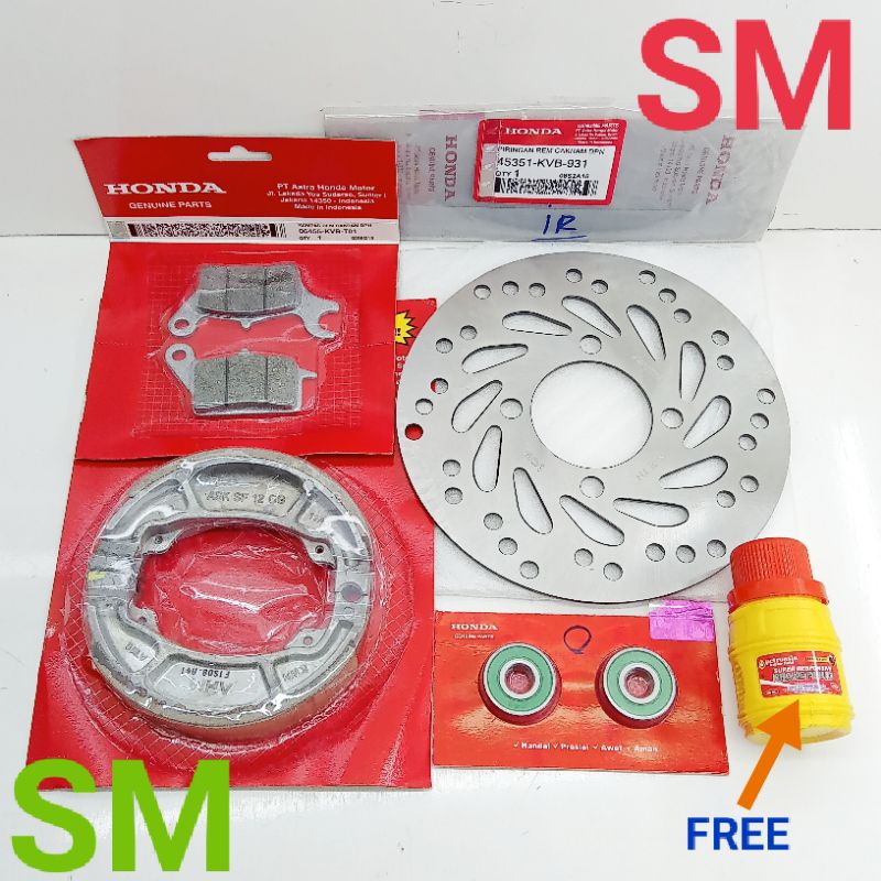 Paket Murah Piringan  Cakram Rem Depan Kampas Depan+Belakang Bearing Laher Honda Vario 110 Fi, Vario