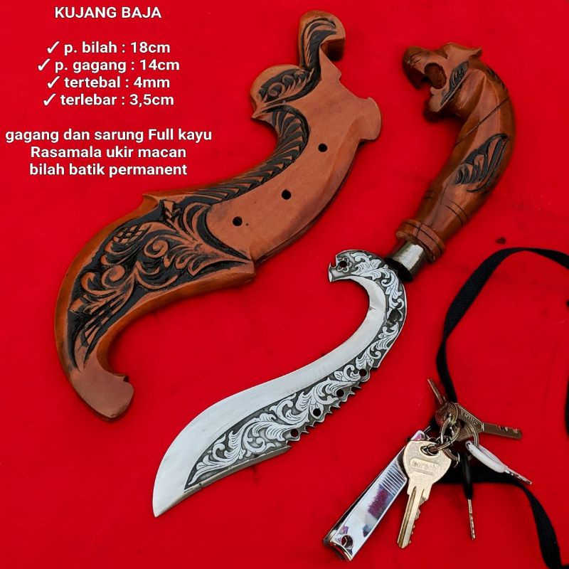 kujang macan ukir batik pekalongan has jabar baja