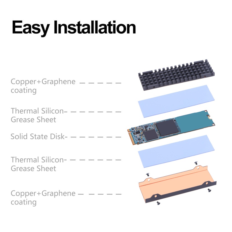 Vivi Untuk M2 NGFF Solid State Hardisk Heatsink Tembaga Murni Graphene Radiator Cooler Untuk M2 NVME NGFF 2280pcie SSD fo