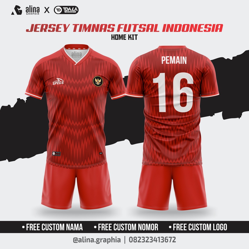 Jersey Timnas Futsal Indonesia AFF 2022 Home Free Custom Nameset