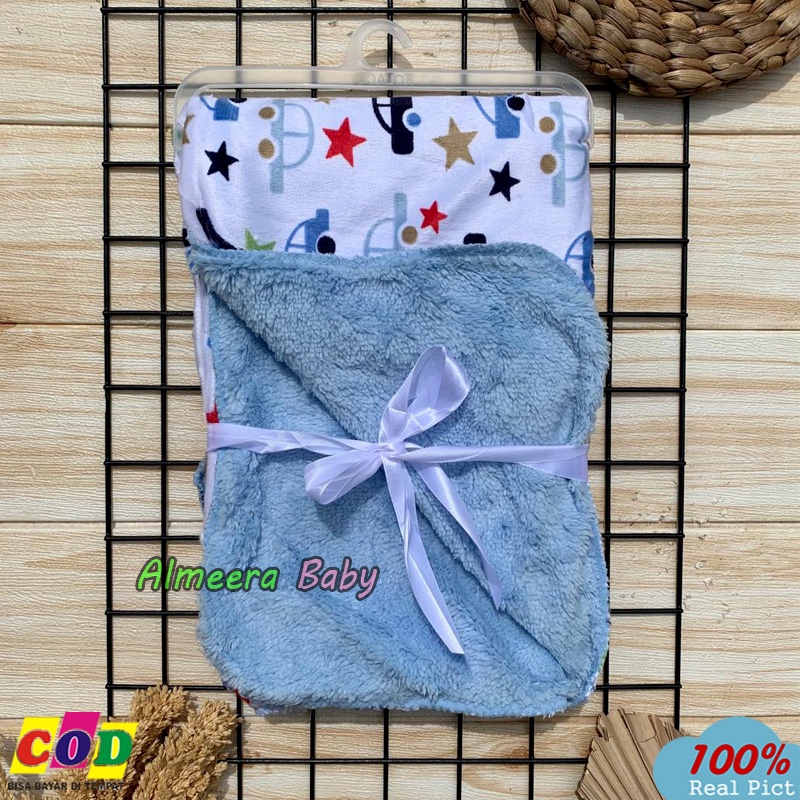 Selimut Bayi Tebal Selimut Bayi Double Fleece Ukuran 85 cm x 75 cm Gift