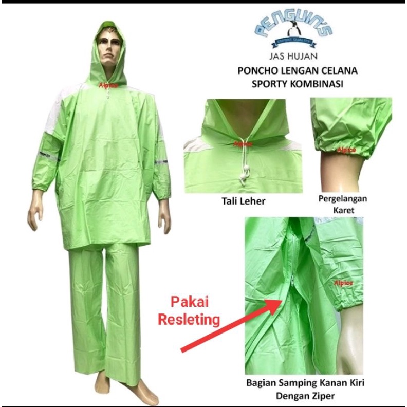 Jas Hujan Ponco Lengan Celana Penguin Kombinasi Sporty Dewasa Pria Wanita Terlaris / Raincoat Penguins Phonco 369 / Mantel Cewek Cowok Remaja Terbaru Murah Berkualitas / Terusan poncho  Elephant Gajah Zippy Terbaik Batman CelanaTermurah Harga grosir