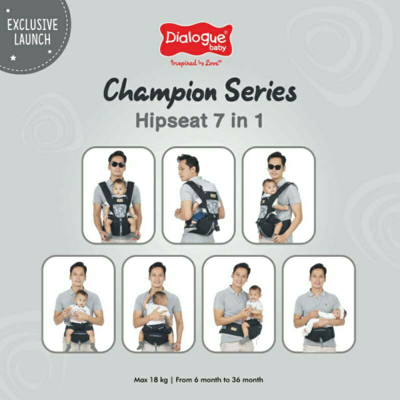 Dialogue Gendongan Hipseat 7in1 Seri Sparkle DGG1030,Glazy DGG1031,Champion DGG1032,Leon DGG1033.