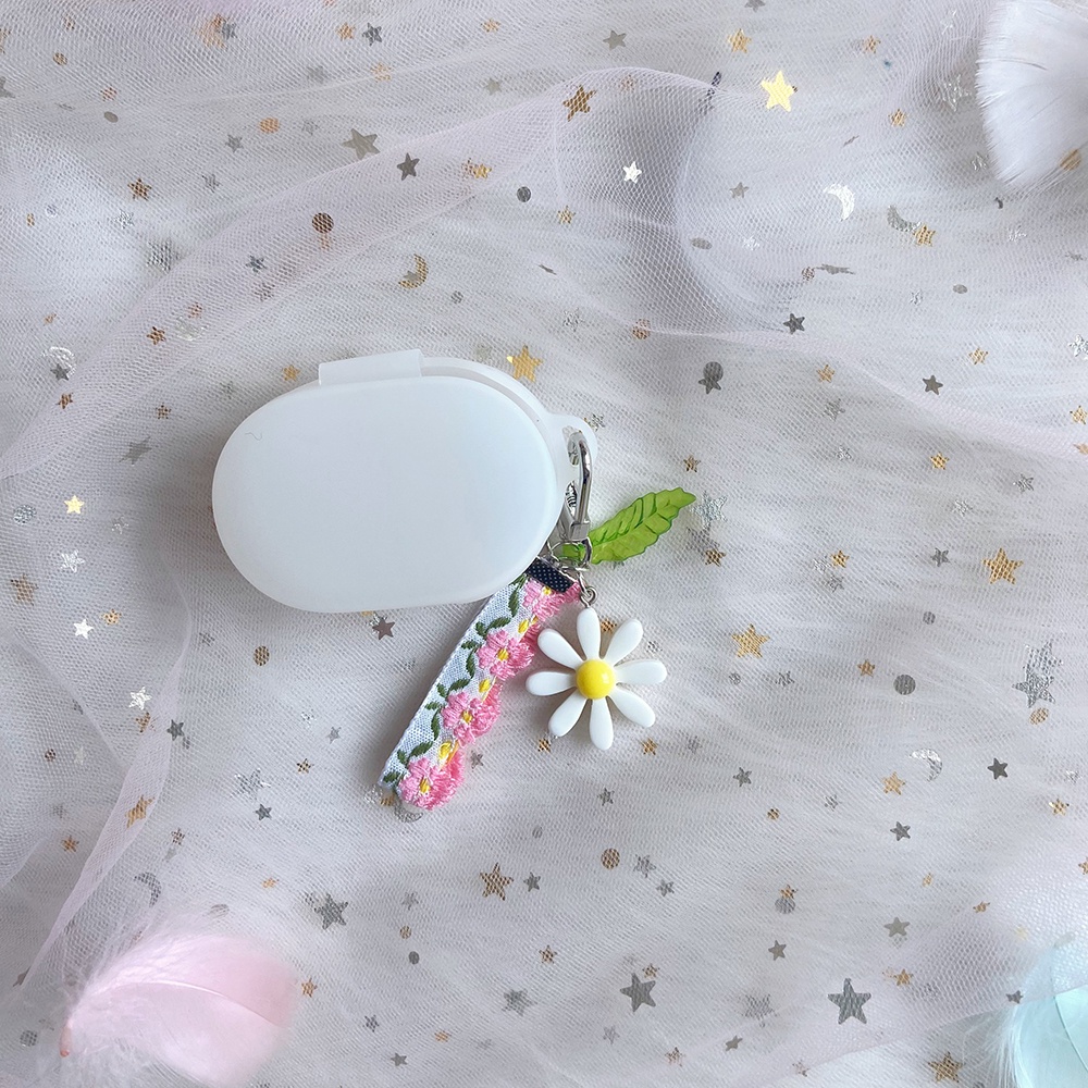 Case Pelindung Earphone Motif Bunga Daisy Gaya Korea Dengan Lanyard Untuk Xiaomi Redmi AirDots