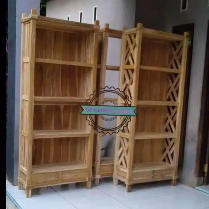 Lemari Rak Buku jati - Rak boneka - Rak tas kayu jati finishing jepara