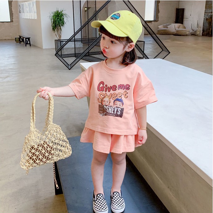 Setelan Anak Perempuan Korea Fashion Motif Sporty Girl 2-6 Tahun