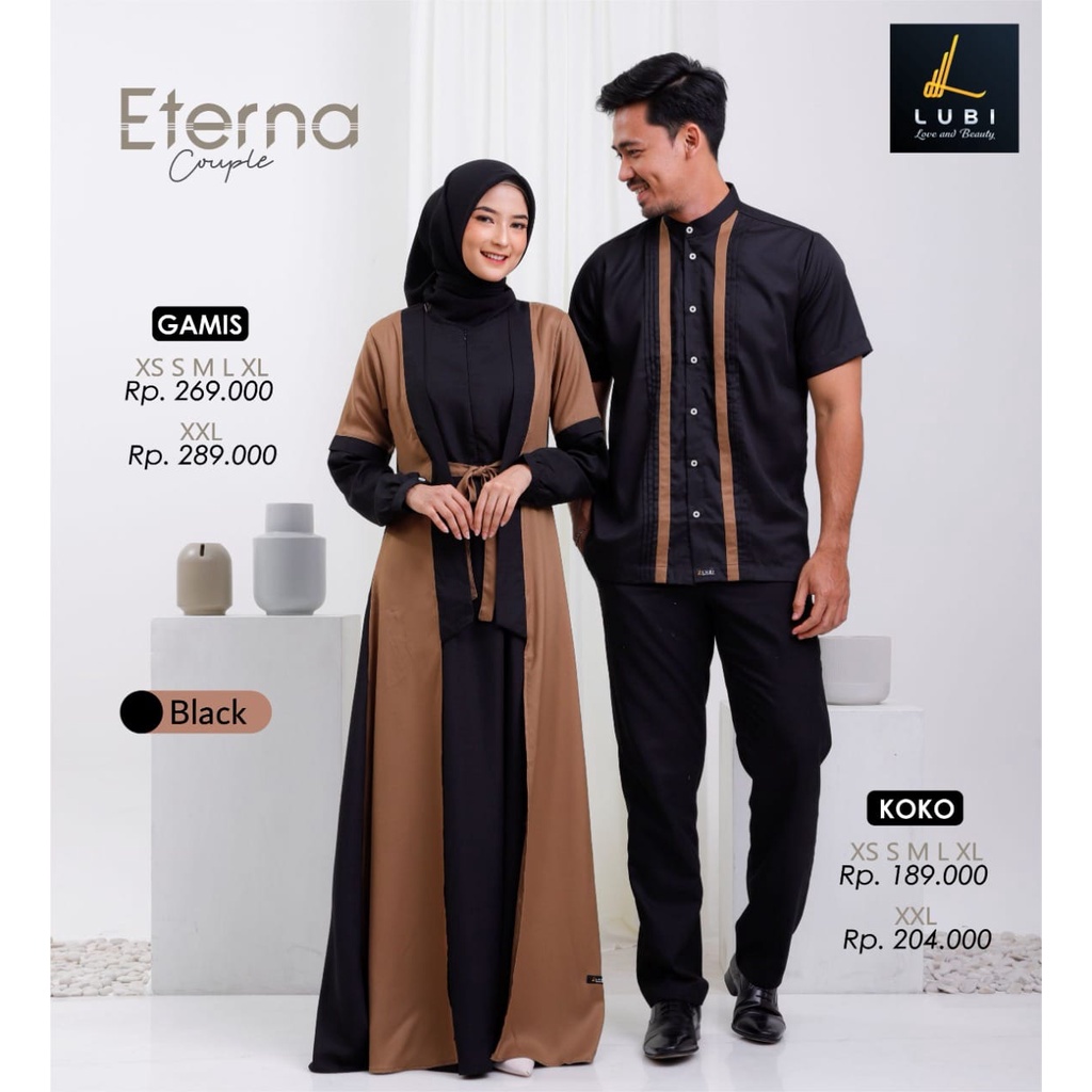 Cod Gamis Koko Couple Eterna Black By Lubi Pakaian Pasangan Couple Keluarga Gamis Murah Koko Lengan 