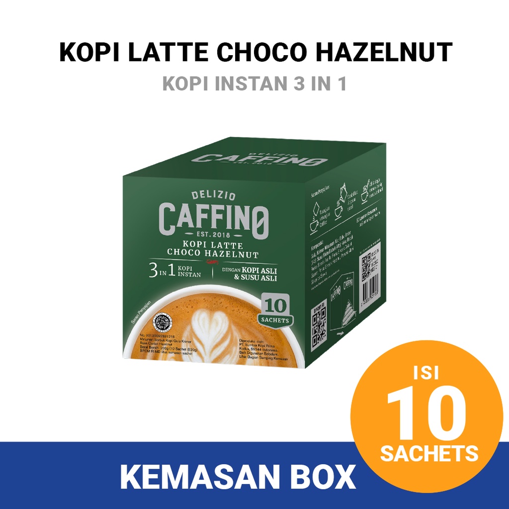 

Caffino Kopi Latte Choco Hazelnut Box [20 gr x 10 Sachets]