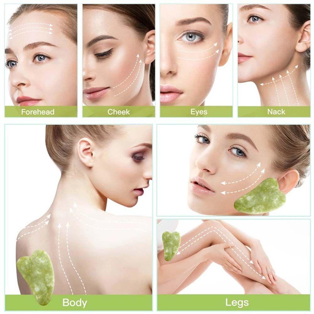 Needway   Gua Sha Papan Mengangkat Kulit Tubuh Anti-Aging Wajah Tipis Alami Batu Giok Pijat Wajah