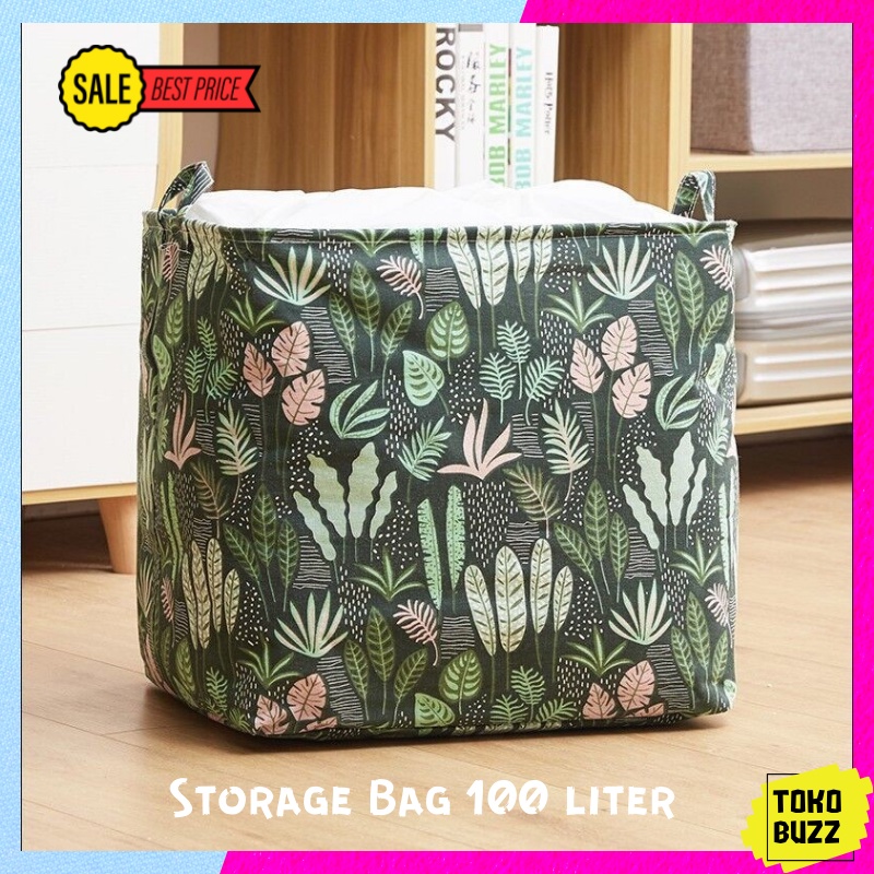 Keranjang Baju Mainan Jumbo 100 Liter/ Storage Bag Tempat Penyimpanan Serbaguna Keranjang Lipat Tempat Mainan Anak Bed Cover Baju Celana Gorden Selimut Baju Kotor Motif Minimalis