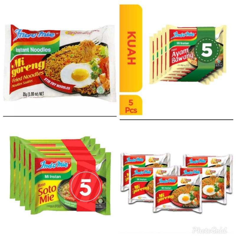 

INDOMIE GORENG/SOTO/AYAM BAWANG PAKET ISI 5