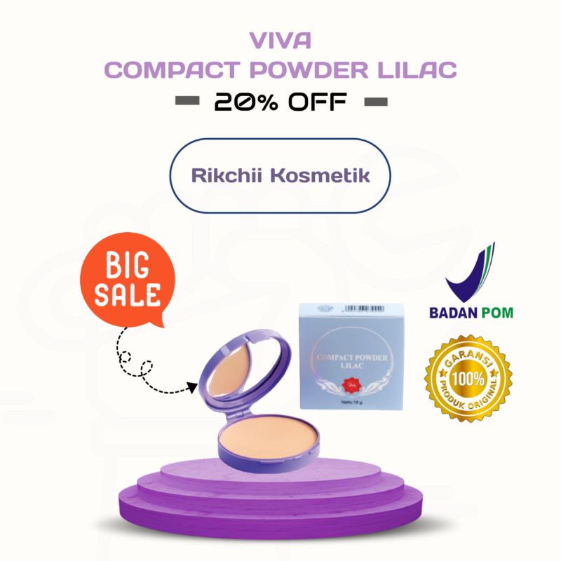 Bedak Viva Compact Powder Lilac / Bedak Viva Padat / Bedak Viva / Bedak Padat / Bedak Viva Padat Nat