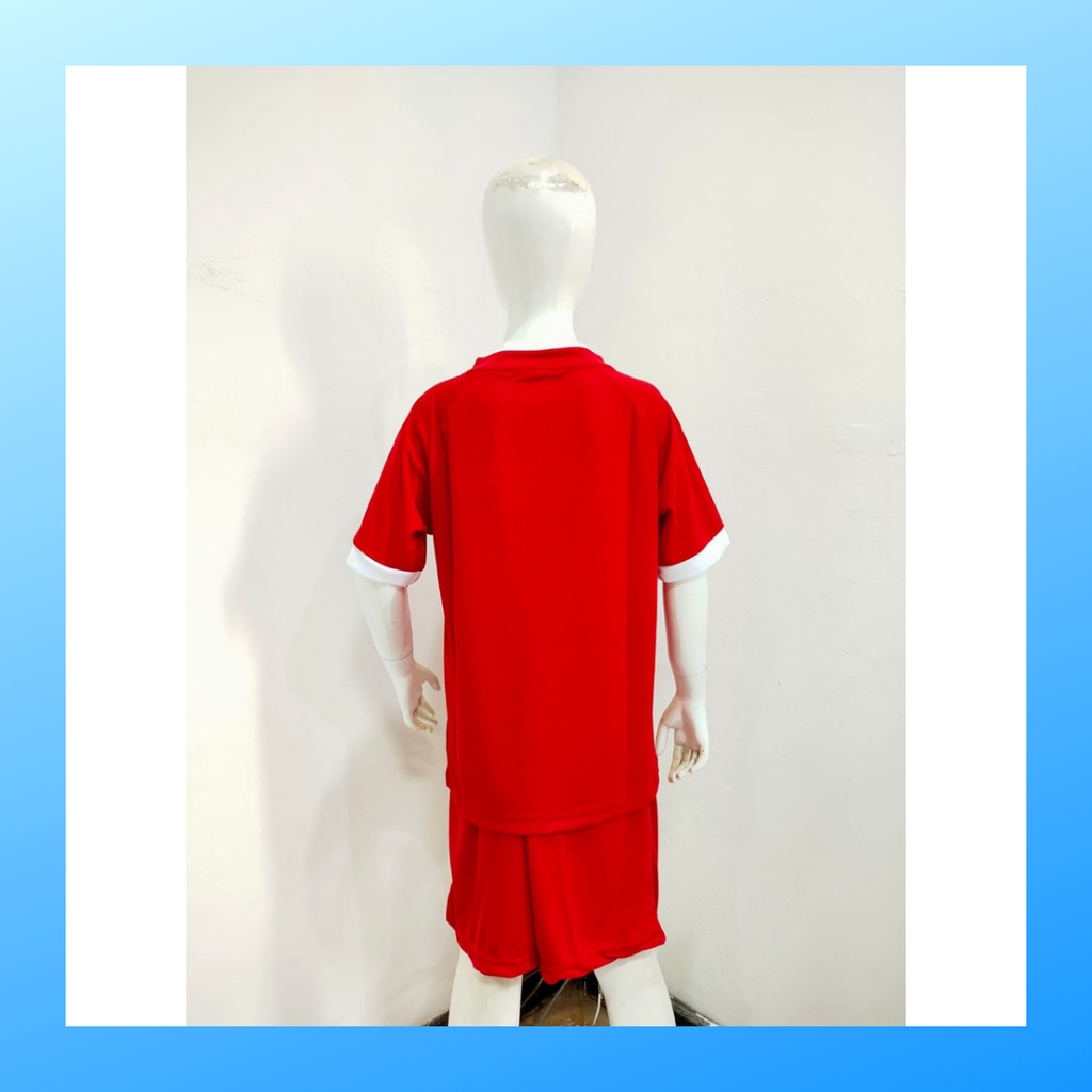 Kaos badminton anak laki-laki jersey bulutangkis baju celana setelan jersy perempuan stelan t-shirt outfit seragam kostum print olahraga casual suit pakaian jarsey oblong apparel sports jersi sudirman thomas uber cup bulu tangkis ST.Y166 merah polos