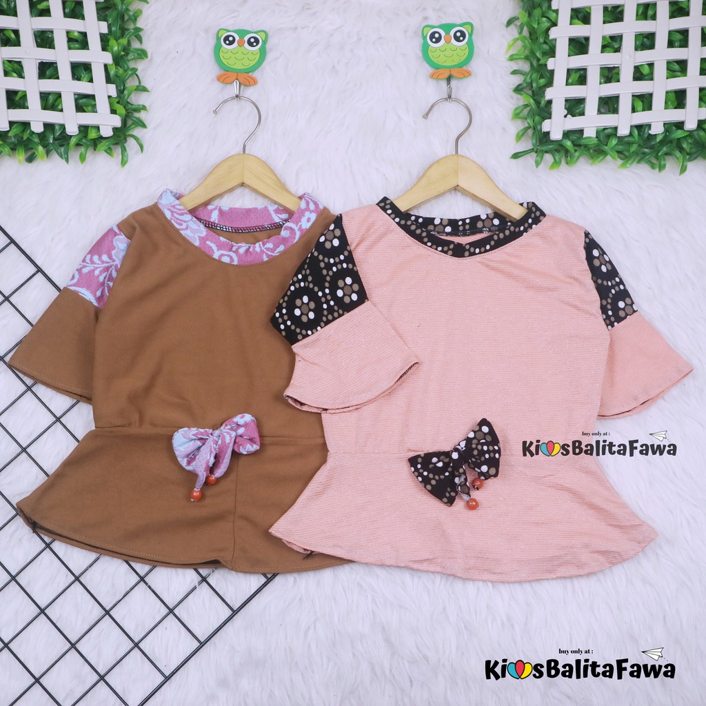 Blouse Felisha Uk 2-4 Tahun / Baju Harian Anak Perempuan Balita Dress Terompet Lengan Panjang