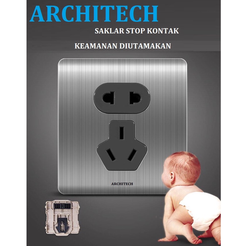 ARCHITECH PLATINUM B9 SILVER COLOKAN / SAKLAR USB / STOP KONTAK B9 NEW 2.3