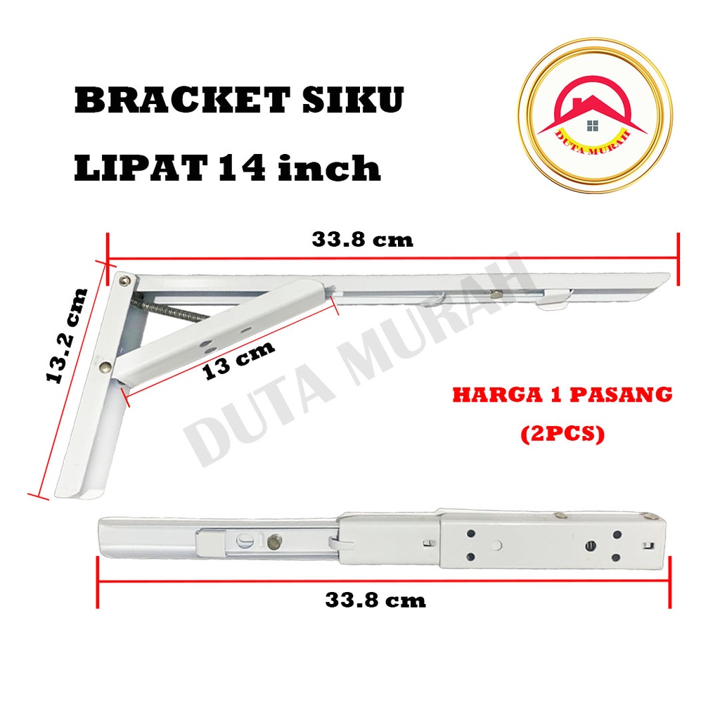 Siku Rak Lipat Per 35 cm 14 inch 1 set /Bracket Siku Rak Lipat/Engsel Ambalan Lipat Kwalitas Terbaik