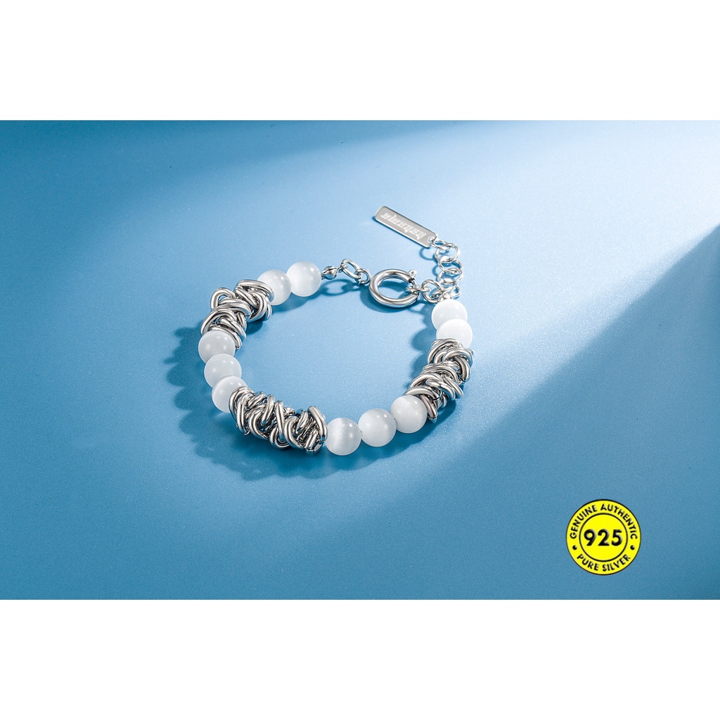 Gelang Opal Bahan S925 Silver Tahan Air Gaya Hip Hop Untuk Unisex U1002