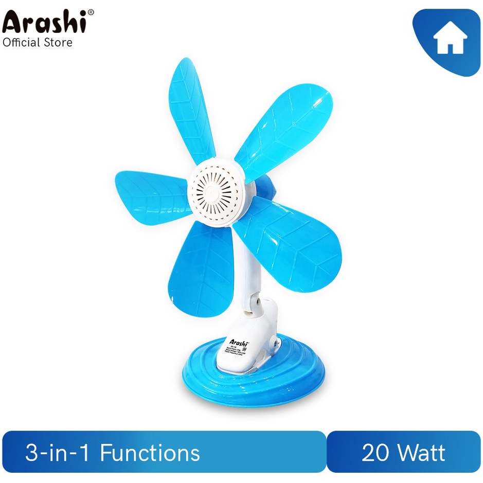 Arashi AR138 Clip Fan Kipas Angin Dinding / Meja / Jepit 3 in 1