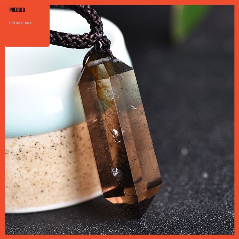 [In Stock] Crystal Pendant Hexagonal Prism Quartz Gemstone Necklace Jewelry Gray