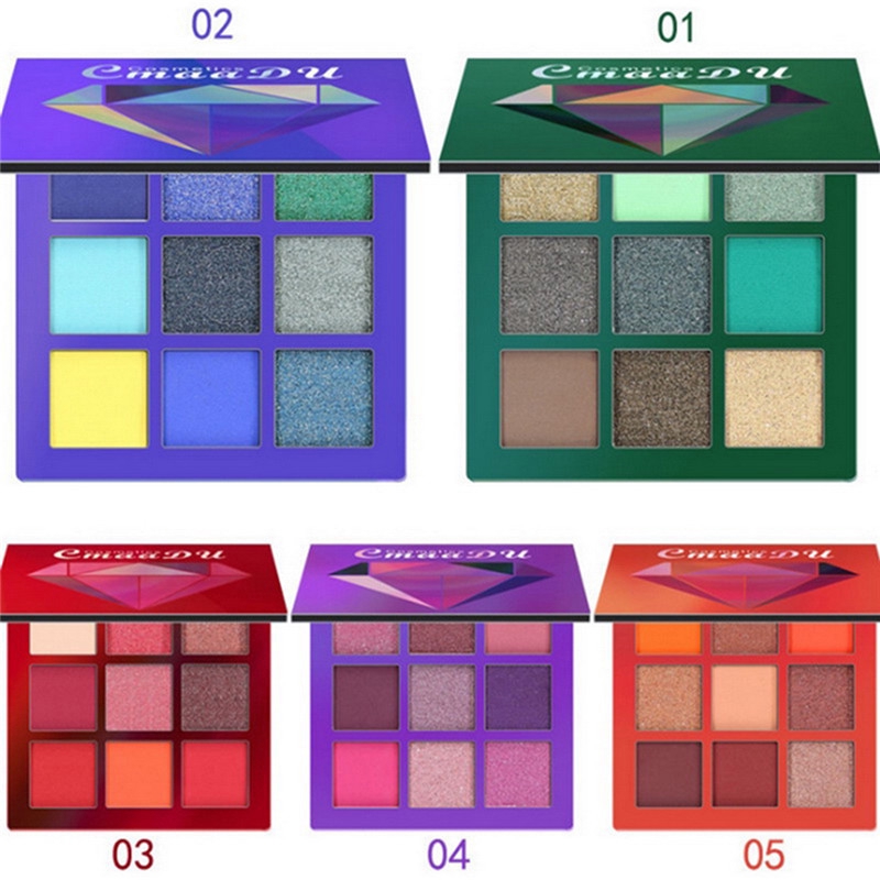 COD CMAADU 9 Warna Eyeshadow Palette Shimmer Waterproof Multiguna Glitter Make Up