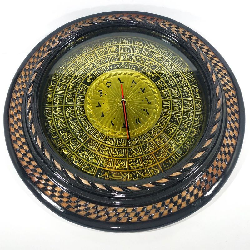 JAM DINDING KAYU JATI KALIGRAFI ASMAUL HUSNA