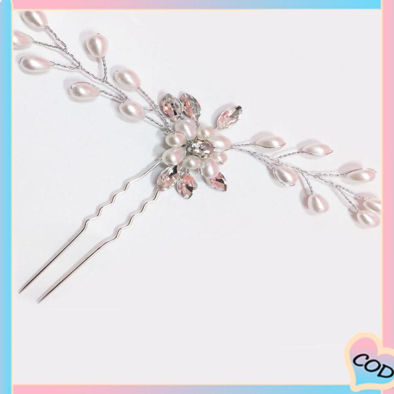 COD❤️ Buatan Tangan Mutiara Kristal Jepit Rambut Pin U Klip Pernikahan Tiara-A.one